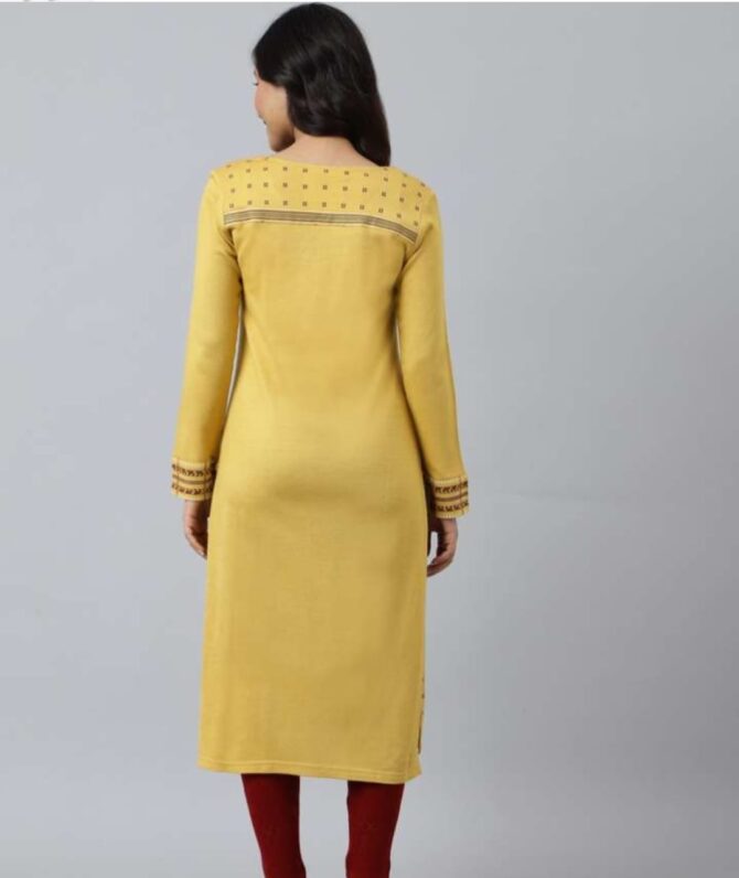 Aurelia Women Yellow Geometric Kurta - Image 3