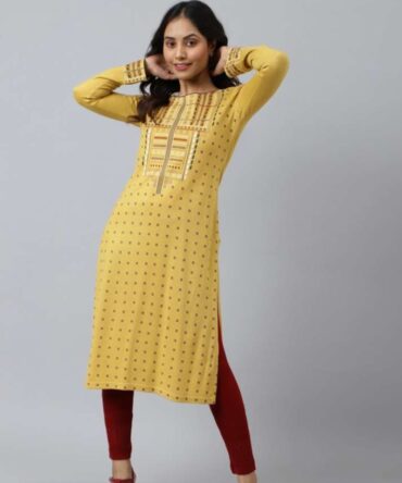 Aurelia Women Yellow Geometric Kurta