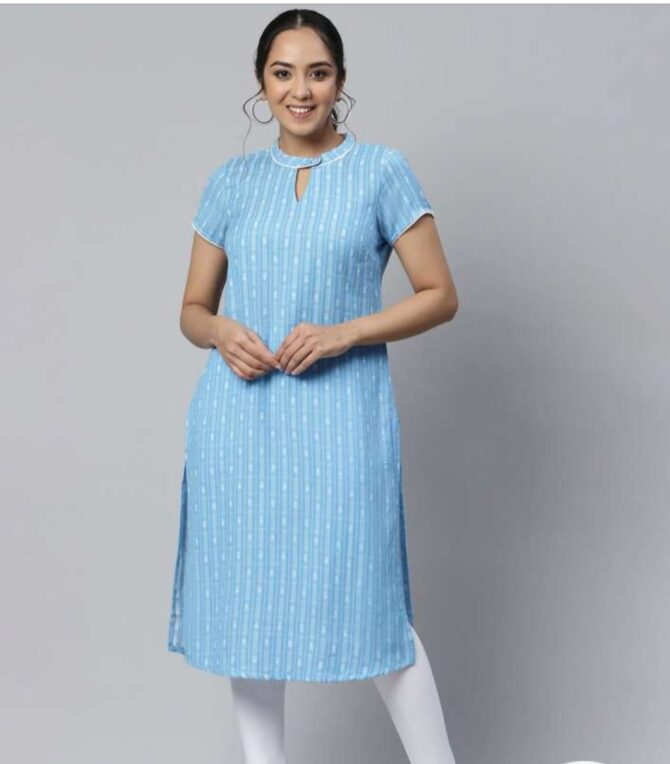 Aurelia Women Striped Keyhole Neck Kurta