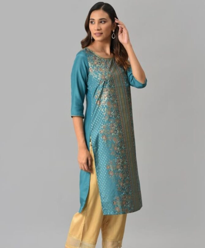 AURELIA Printed Straight Kurta - Image 3