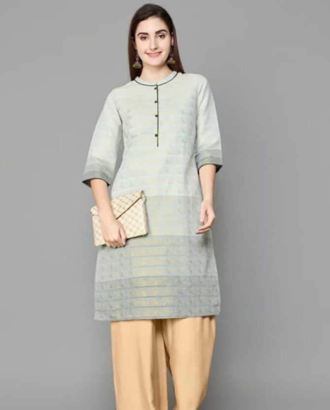 AURELIA Foil Print Straight Kurta - Image 3