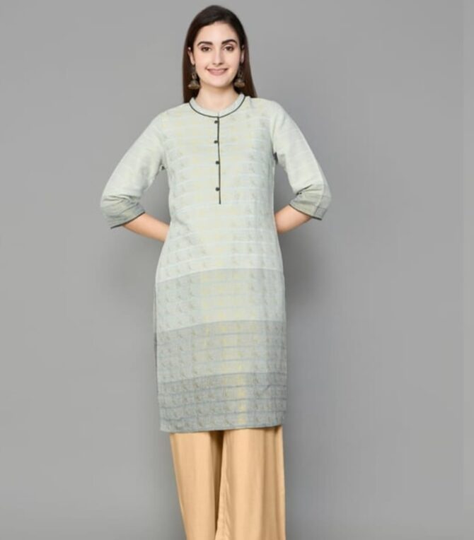 AURELIA Foil Print Straight Kurta - Image 2