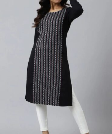 Aurelia Black Straight Kurta