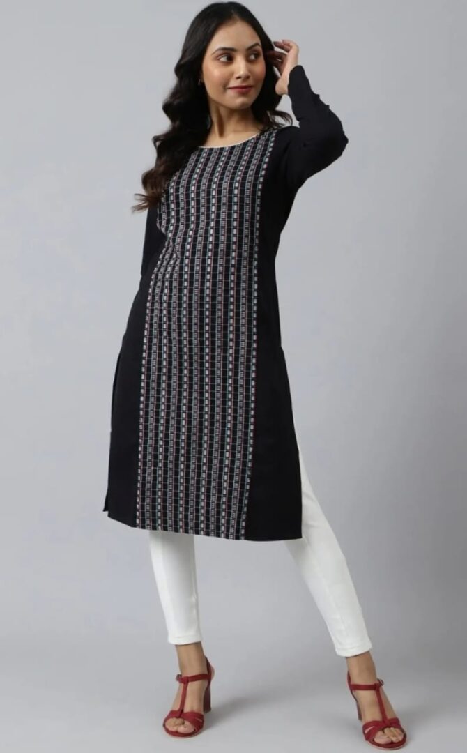 Aurelia Black Straight Kurta