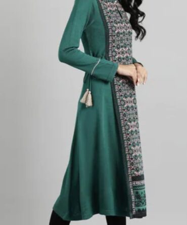 Printed Flared Kurta with Notched Collar
