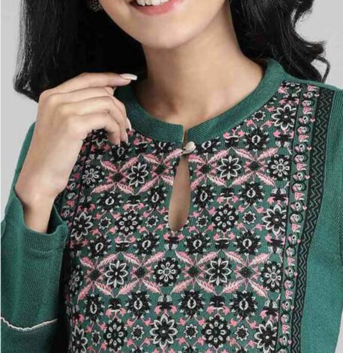 Printed Flared Kurta with Notched Collar - Image 5