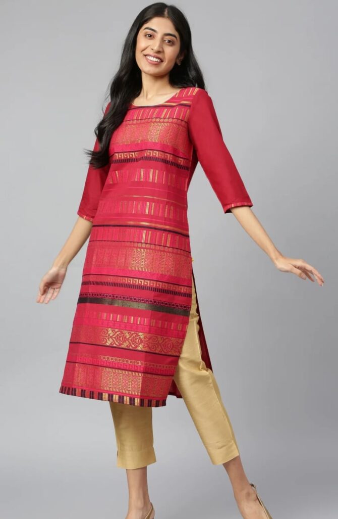 AURELIA Woven Straight Kurta - Image 5