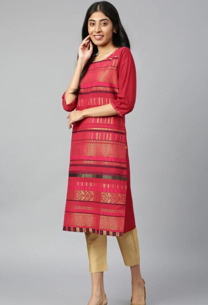 AURELIA Woven Straight Kurta - Image 3