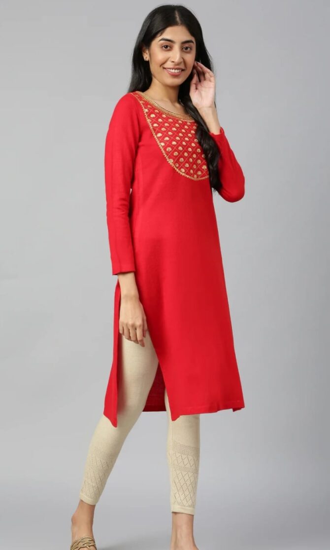 Red Winter Kurta - Image 6