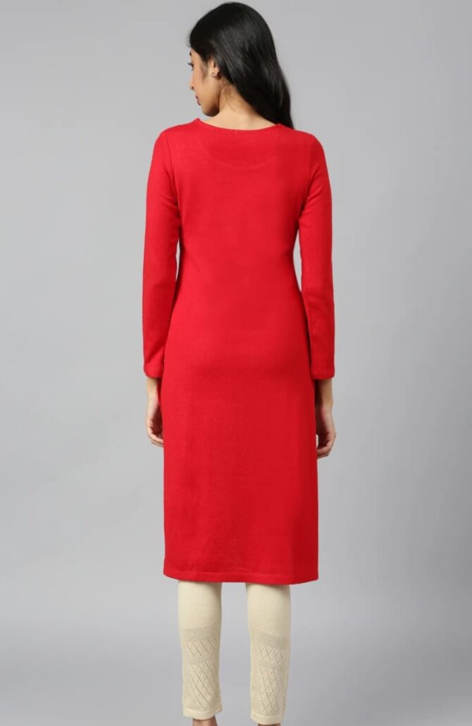 Red Winter Kurta - Image 5