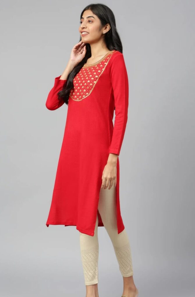Red Winter Kurta - Image 4