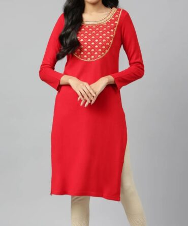 Red Winter Kurta