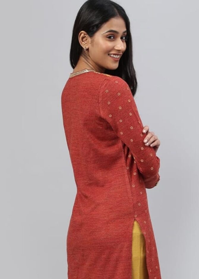 AURELIA Floral Print Knitted Straight Kurti - Image 5