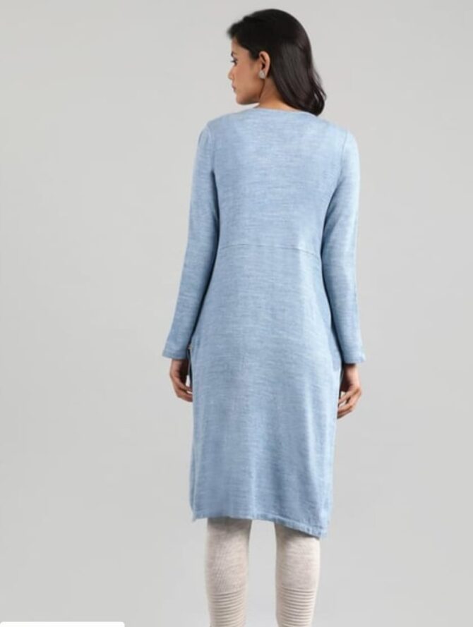 AURELIA Women Embroidered Straight Knitted Kurta jishnu - Image 3