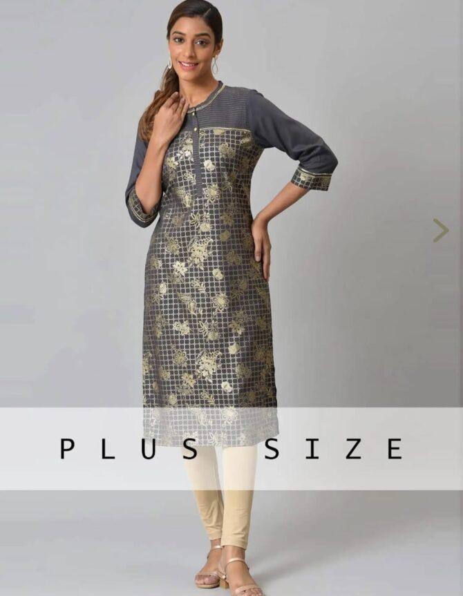 Aurelia Women Grey Festive Geometric Print Rayon Kurta - Image 5