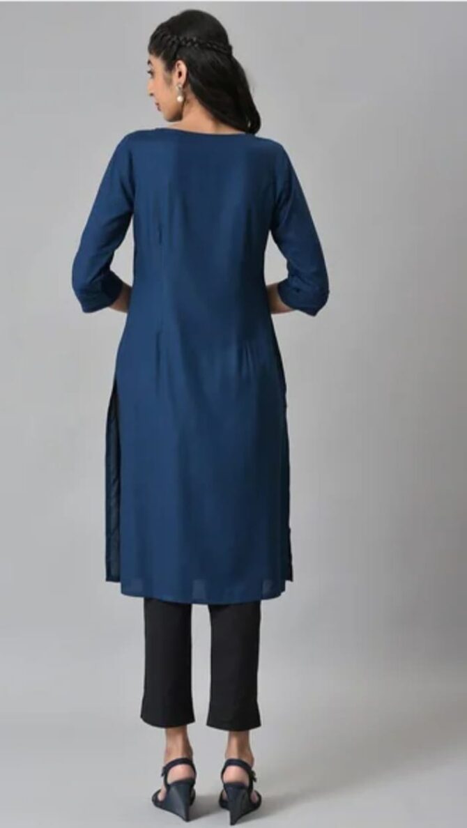 AURELIA Women Round-Neck No Darts Straight Kurta - Image 3