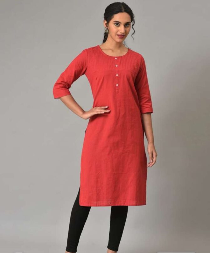 AURELIA Solid Straight Kurta - Image 4