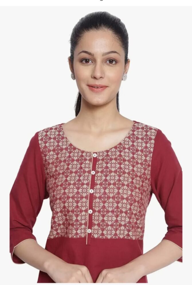 Aurelia Women's Cotton Regular Fit Casual Kurta - Image 5