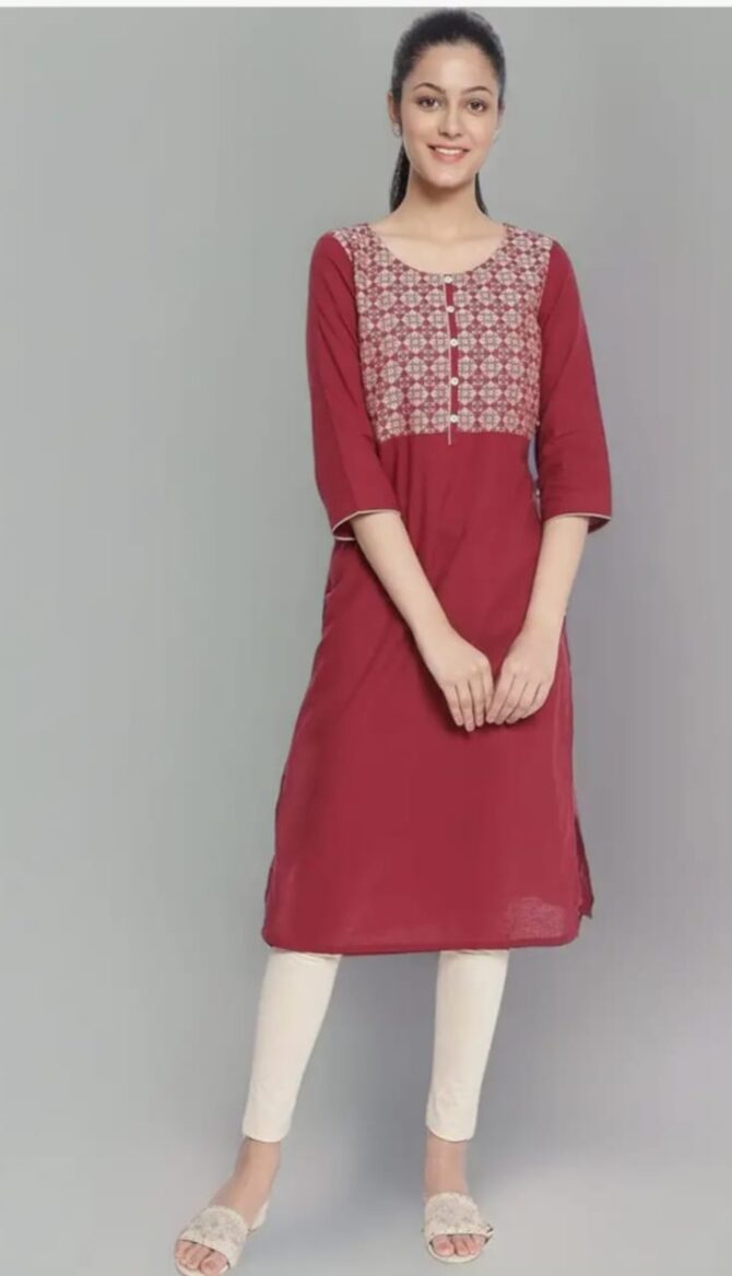 Aurelia Women's Cotton Regular Fit Casual Kurta - Image 2