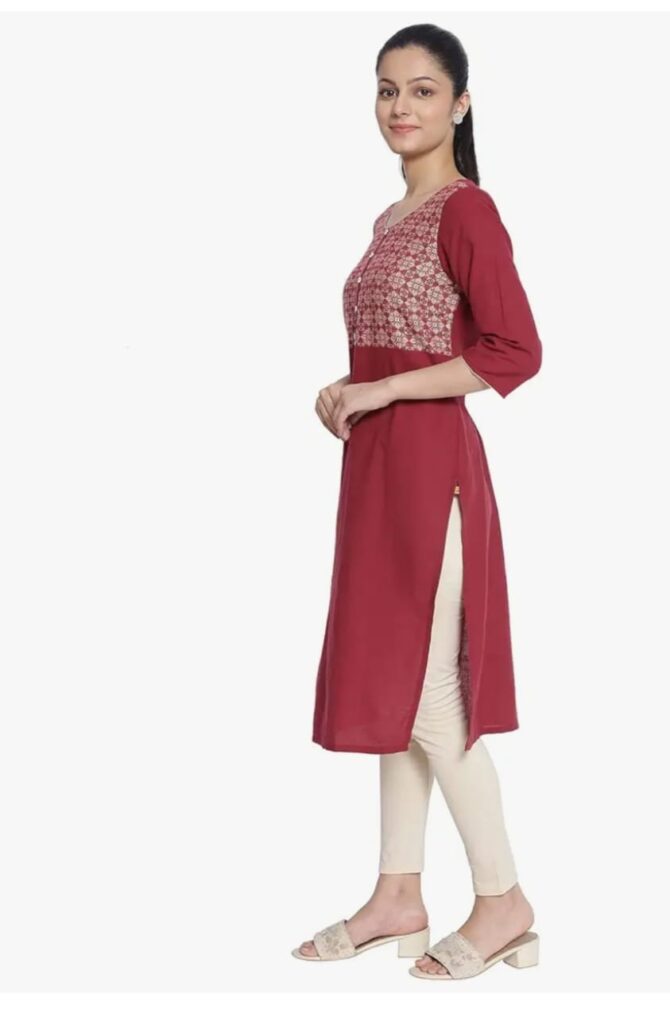 Aurelia Women's Cotton Regular Fit Casual Kurta - Image 4