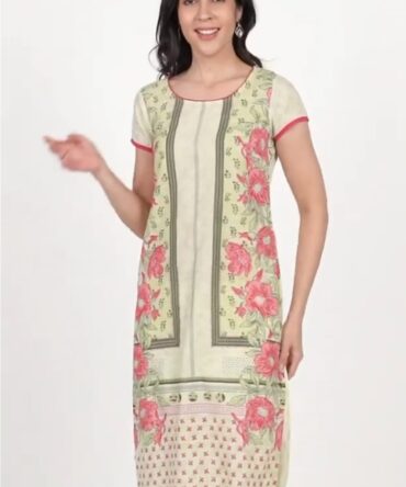 Aurelia  Women Floral Print Pure Cotton Straight Kurta  (Yellow)
