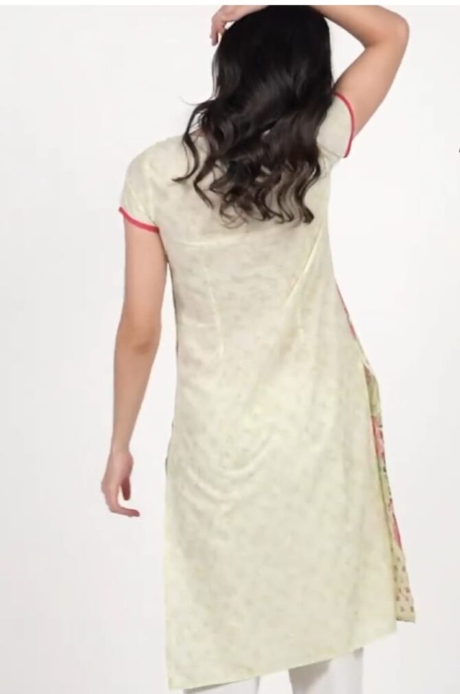 Aurelia  Women Floral Print Pure Cotton Straight Kurta  (Yellow) - Image 3