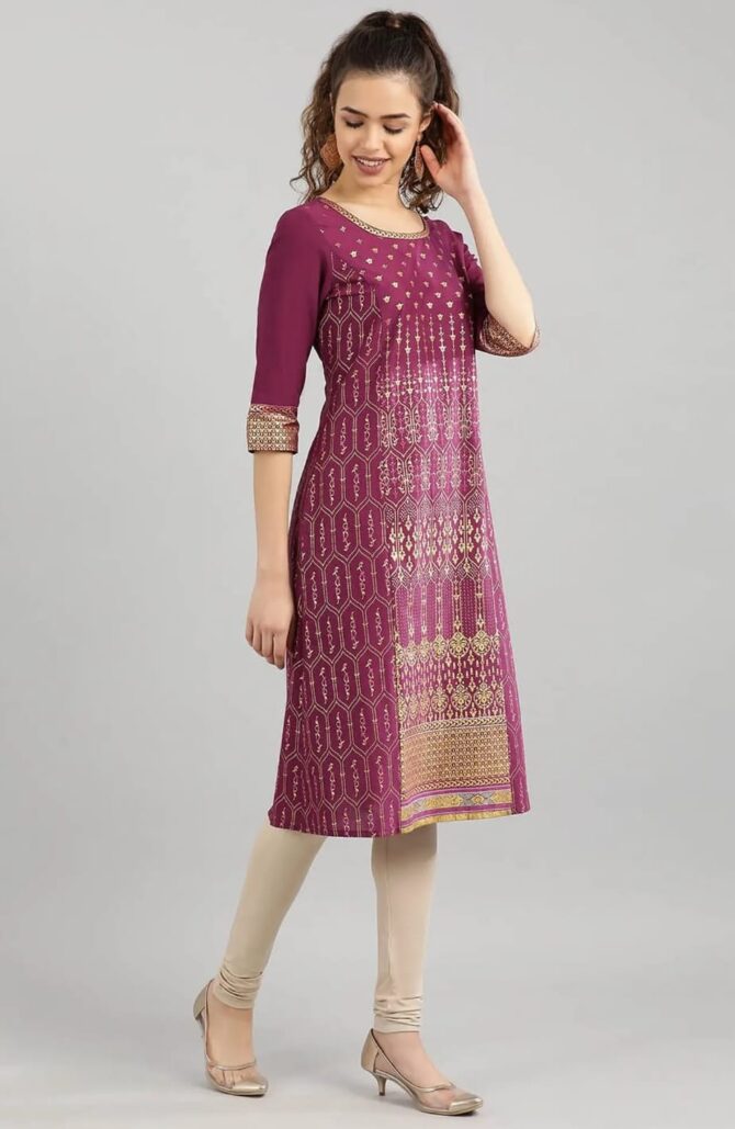Aurelia Purple Printed Kurta - Image 5