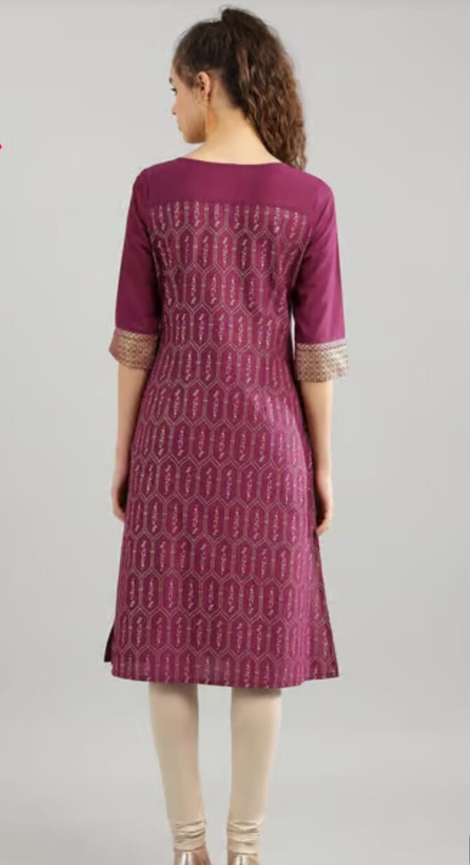 Aurelia Purple Printed Kurta - Image 3
