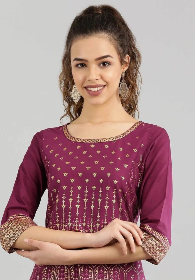 Aurelia Purple Printed Kurta - Image 4
