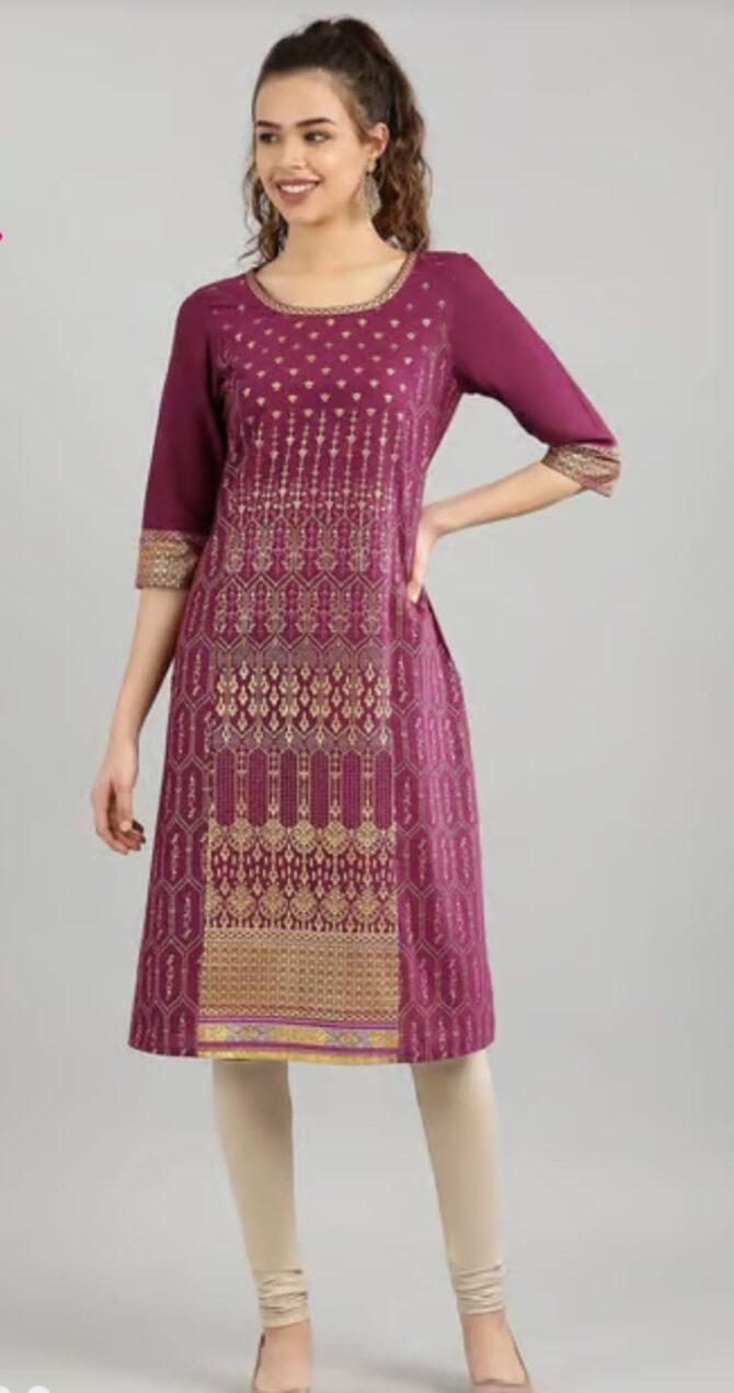 Aurelia Purple Printed Kurta - Image 2